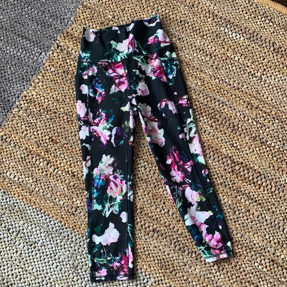 3for30!! ✨ RBX Floral Print High Waist Black Athletic Pants - Picture 2 of 8